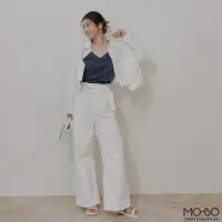 在飛比找momo購物網優惠-【MO-BO】NORM.高腰落地牛仔寬褲(Nikki小閃聯名