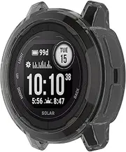 TPU Transparent Case Compatible with Garmin Instinct 2, Disscool Soft Anti Drop TPU Protective Case Cover for Men Women Compatible with Garmin Instinct 2 (TPU Black)