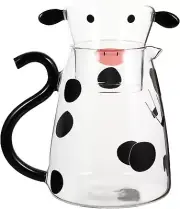 Borosilicate Glass Carafe Cow Pitcher for Hot or Cold Liquids