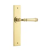 Iver Verona Door Lever Handle on Chamfered Backplate Polished Brass