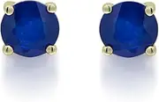 [Gin & Grace] Gin and Grace 10K Yellow Gold Sapphire Stud Earrings for women | Ethically, authentically & organically sourced (Round) shaped Sapphire hand-crafted jewelry for her | Sapphire Earrings for women