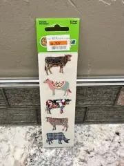 Rare Vtg Sandylion prismatic cow stickers flags animal print checkered sealed