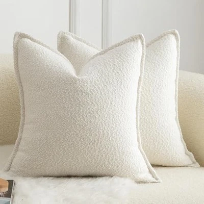 Pack of 2 Decorative Throw Pillow Covers Accent Solid Woven Textured Cushion