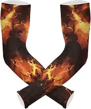 [Yoogain] UV Protection Arm Sleeves Youth Gothic Fire Lightning Shabby Castle Compression Sleeve Cooling Feeling Strong Air Permeability cubre brazos, Gothic Fire Lightning Shabby Castle