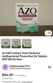 1X AZO Urinary Tract Defense Antibacterial Protection 24 Tablets EXP 04/25/6 New