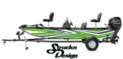 Green Grey Angled Stripes Zig-Zag Design Wrap Fishing Bass Boat Vinyl Decal USA