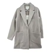 Cynthia Rowley Size Small Coat NEW Snap Front Dressy Chevron Wool Blend Tan