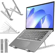 AOVUYCK-Store Laptop Stand Aluminum Alloy Foldable Portable Stand 10-17", 6 Adjustable Angles Laptop Riser Portable Stand with Non-Slip Silicone, Cooling, Foldable for Laptops, Tablets, Phones