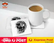 COASTER COFFEE DRINKING MAT|TIGER SKETCH DRAWING ART
