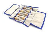 Narex 8 Piece Richter Extra Bevel Edge Chisel Set with Narex Canvas Tool Roll