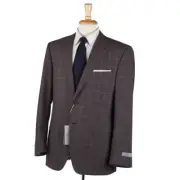 Canali Classic-Fit 'Impeccable' Brown-Sky Blue Check Wool Suit 40R (Eu 50) NWT