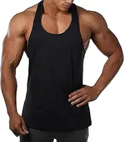 [VgueElegc] Men’s Stringer Basic Athletic Tank Tops Male Athletic Workout Fitness Y-Back Vest Gym Tank Tops Y-Back for Men