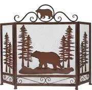 3-Panel Fireplace Screen Decorative with Bear Alone in the Forest - Stand Alone