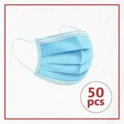 50 Face Mask 3 Layer Protective Mouth Masks Anti Bacterial Filter - FROM VIC