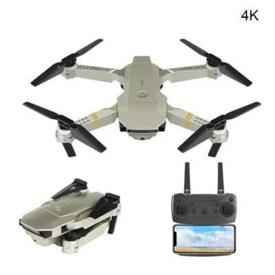 E58 Silver Drone with HD Camera Drones WiFi Foldable RC Quadcopter W/Battery