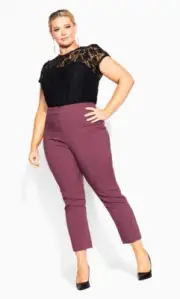 City Chic Ladies Sophie Pants size 14 XS Colour Raspberry