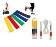 Vector X Mini Resistance Gym Exercise Pull up Bands With Skipping Ropes Set of 2
