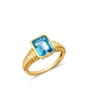 Bloomingdale's Fine Collection Bezel Swiss Blue Topaz Textured Ring in 14K Yellow Gold