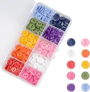 OELFFOW Round Sewing Buttons (10mm) - 10 Color Resin Buttons for Children Sweater, Shirt, DIY Craft - Clothing Fasteners for Crafts - Pack of 200 Pcs