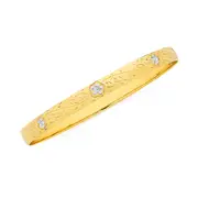 9ct Gold Two Tone 65mm Solid Flower Bangle