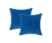 2x Striped Velvet Cushion Covers - Sapphire - Sapphire