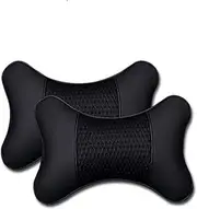 2Pcs Knitted Car Pillows Headrest Neck Rest Cushion Support Seat Accessories Auto Black Safety Pillow Universal Decor (Color : Black)