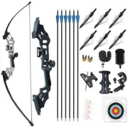30/40/50lbs Recurve Bow Archery Bow Take Down Straight Bow Mixed Carbon Arrows