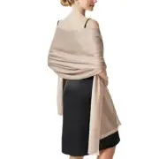 Sparkling Metallic Pashmina Shawl Wraps Scarf for Evening E#. Baby Pink & Gold