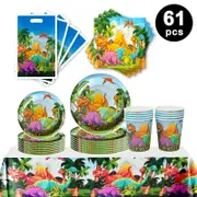 Dinosaur Theme Party Tableware 10 Guest Pack Plates Cups Napkins Tablecloth