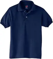 [Hanes] Kids' Cotton-Blend EcoSmart® Jersey Polo Navy