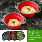 Collapsible Colanders Round Silicone Kitchen Strainers Pasta Fruits Set of 2PCs
