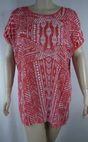 NEW Autograph Salmon White Print Short Sleeve Top Tunic Plus Size 22 BNWT # V6