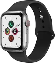 for Apple Watch Band 38mm 40mm 41mm 42mm 44mm 45mm 46mm 49mm Soft Silicone Sport Strap Compatible for Apple iWatch Ultra 2 Ultra Series 10/9/8/7/6/5/4/3/2/SE 2/SE(Black,38/40/41/42mm(Series 10)-S/M)