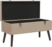 Generic Bench with Storage Compartment Beige 80 cm Velvet