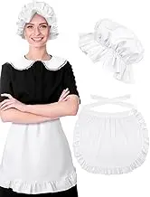 2 Pieces Halloween Colony Costume Accessories Include Girls' White Hat Women's Cosplay Half Apron
