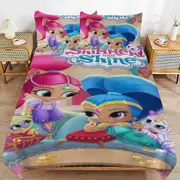 v6710 Bed Sheets Bedding Shimmer And Shine Cartoon Bedding Sets Ultra Soft Skin-Friendly Duvet Cover 3 Piece, Cute Comforter Cover Bed Set for Boys G