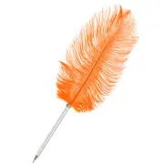 30cm/12" Feather Ballpoint Pen, 1 Pcs Ink Vintage Refined Plated Pen, Orange