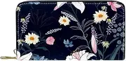 [Generic] Womens Wallet Trendy Floral Blocking Leather Zip Around Wallet Large Capacity Long Purse Credit Card Clutch Wristlet for Lady Girlfriend Mother