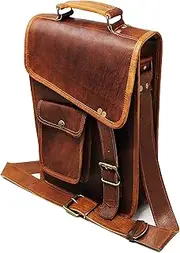 11" leather messenger bag laptop case office briefcase men computer distressed shoulder bag