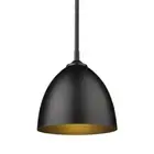 Golden Lighting Zoey 1 Light Small Pendant, Black/Black Shade - 6956-SBLK-BLK