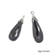 2 Sterling Silver Black CZ Teardrop Pendant Earring Charm Beads #51548
