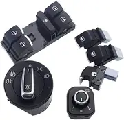 8pcs/lot Window Headlight Mirror Tailgate Fuel Door Control Switch Button Compatible with VW Compatible with Passat B6 3C0962125B 5ND959565B 5ND941431A Relay kit(B)