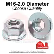 M16-2.0 Class 8 Hex Flange Top Lock Nuts Zinc Clear Coarse Thread (Pick Qty)