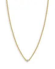 Zoe Chicco 14K Yellow Gold Bezel Diamonds Curb Chain Pendant Necklace, 14-16