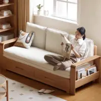 在飛比找momo購物網優惠-【Taoshop 淘家舖】W - 日式全實木沙發床可折疊兩用