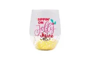 Splosh Christmas Jolly Stemless Glass Drink Tumbler Water Juice Cup Round 13cm