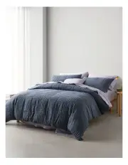 [Vue] Houston Stonewashed Quilted Quilt Cover Set in Indigo
