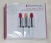ELIZABETH ARDEN Eight Hour Cream Lip Protectant Stick 3PC Blush,Berry,Clear NIB