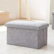 Foldable Storage Ottoman: 40x25x25cm Linen Cube with Drawer - 25L Capacity, Modern Minimalist Design for Bedroom and Entryway