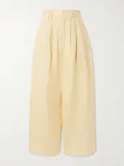 [Posse] Posse - Parker Pleated Linen Wide-leg Pants - Yellow - small small Yellow